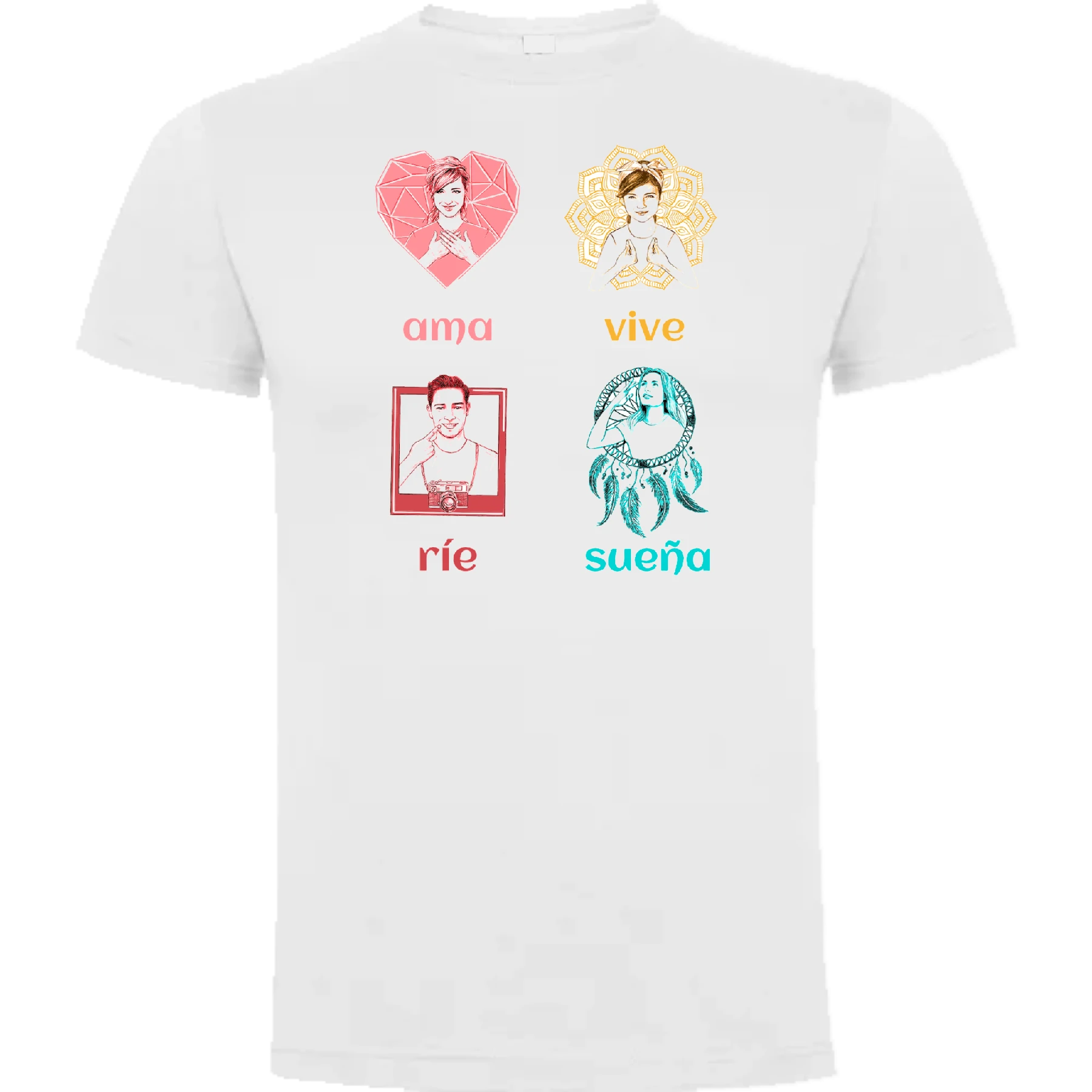 Camiseta Ama, Vive, Rie, Sueña