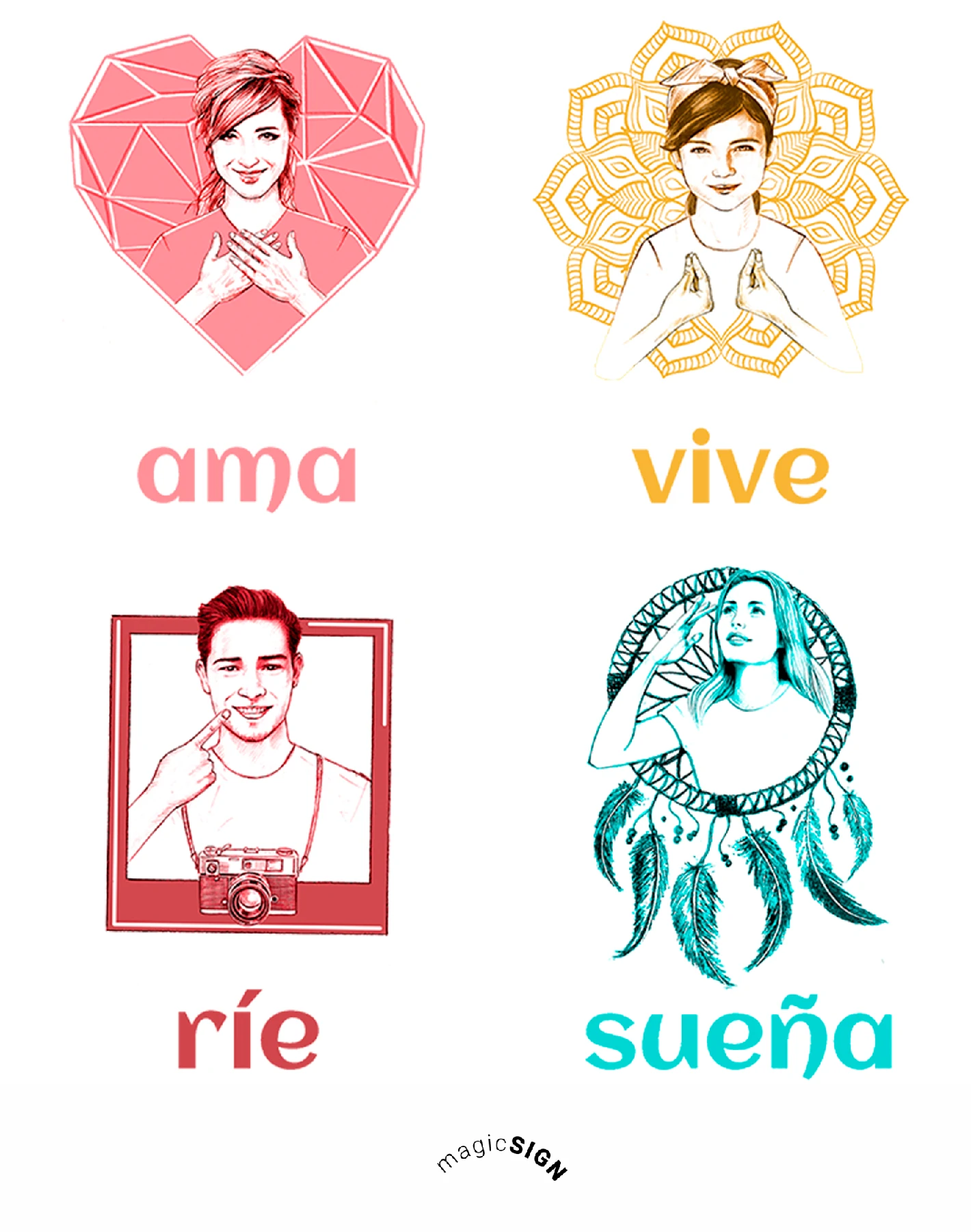 Lámina Ama, Vive, Rie, Sueña